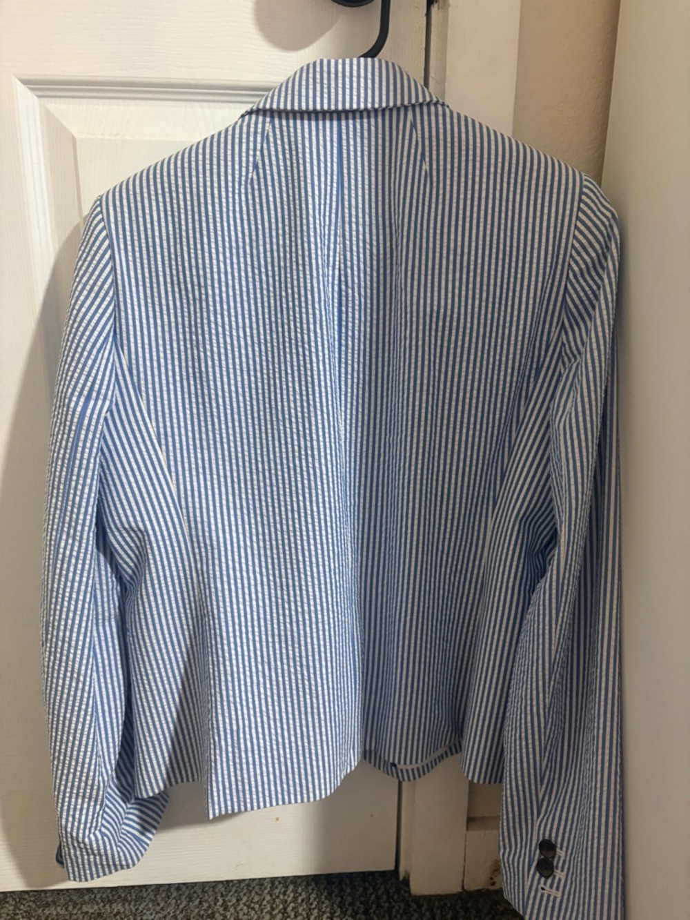 J. Crew Blue and White Striped Seersucker Blazer - Picture 2 of 3